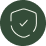 Shield Icon With A Checkmark Inside A Dark Green Circular Background